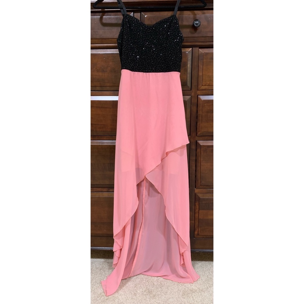 Solemio Black and Pink High-low Dress